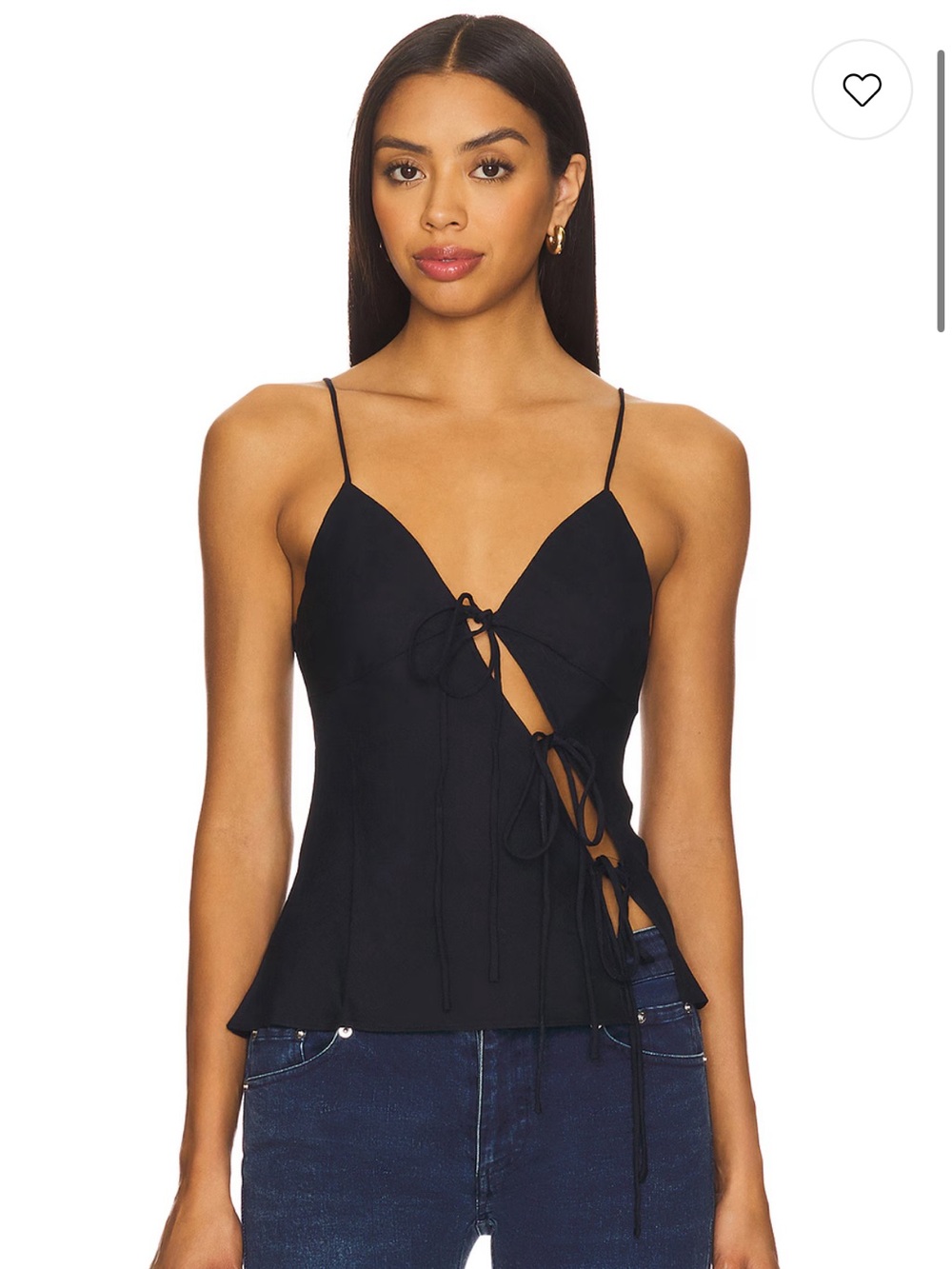 NWT Lioness Navy Lace-Up Spaghetti Strap Camisole Size L